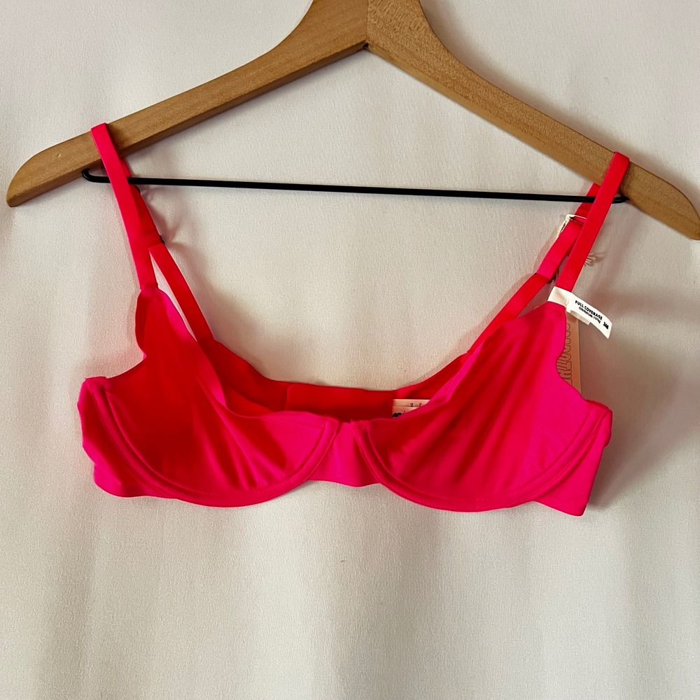 NWT Aerie‎ Smoothez Mesh Full Coverage Bra 36B Pink Punch Unlined Underwire Luxe